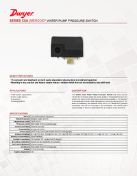 Thumbnail of document Data Sheet - CXA Water Pump Pressure Switch